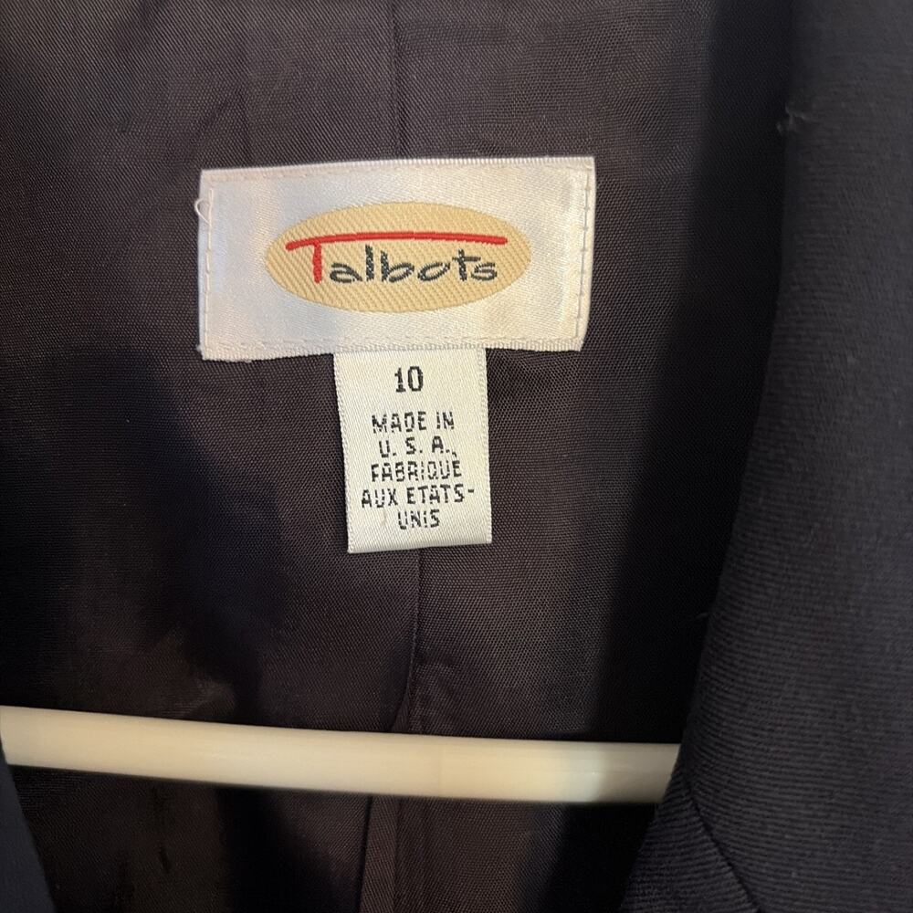Talbots Wool Blend Blazer Jacket 10 Career Lined Black 3-Button Capsule Preppy - Picture 2 of 9